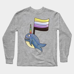 Narwhal For Nonbinary Pride Long Sleeve T-Shirt